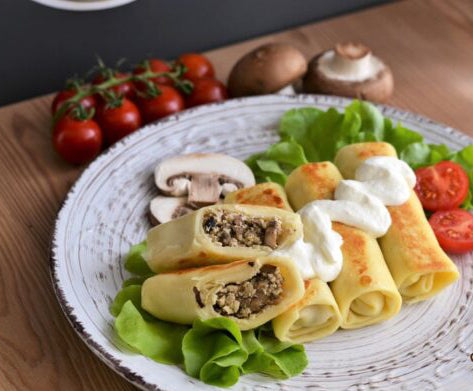 Блинчики с курицей и грибами